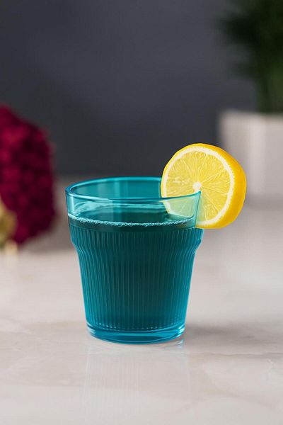 EWs Acrylic Aquamarin Single Short Glass & Water Soft Drink Coffee Side Glass 300 ml (Not Glass)