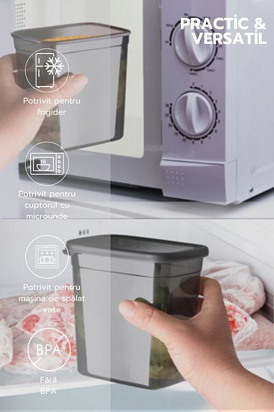Ginza Maison Set Of 6 Jumbo Food Boxes (6X2000 ML), Transparent Anthracite, With 25 Self-adhesive Gift Labels