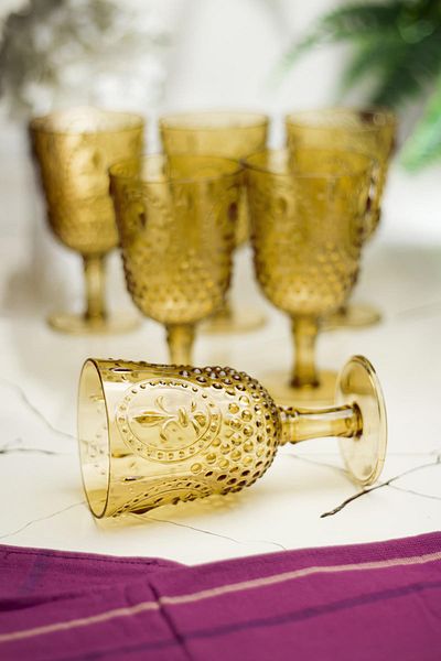 EWs Acrylic Amber 6-Piece Goblet & Water Soft Drink Coffee Side Glass 450 ml (Not Glass)