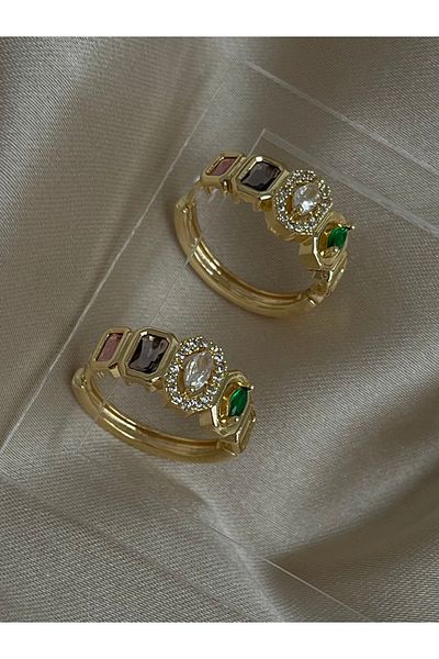 Twinssis Accessories Baguette Stone Hoop Earrings