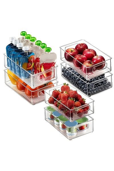 Teno Set of 6 Teno® Refrigerator Organizers, BPA-free, 26 x 15 cm, transparent