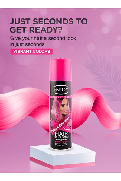 Enjoy Pink Hair Color Spray 150ml – Instant, Quick-dry, Washable, Long-lasting For All Hair Types