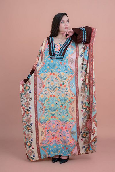 IKKXA Boho Embroidered Loose Fit Jalabiya