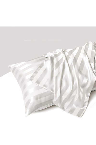 COOYA Imitation silk envelope pillowcase,polyester fabric,skin-friendly and soft,102*51cm,white stripes