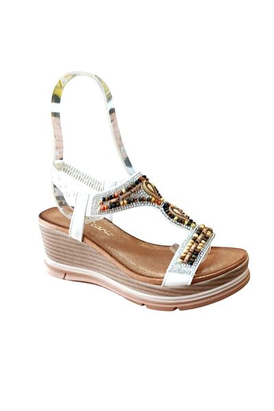 De Scario De Scarıo 1060 Women's Stone Wedge Heeled Comfort Sandals