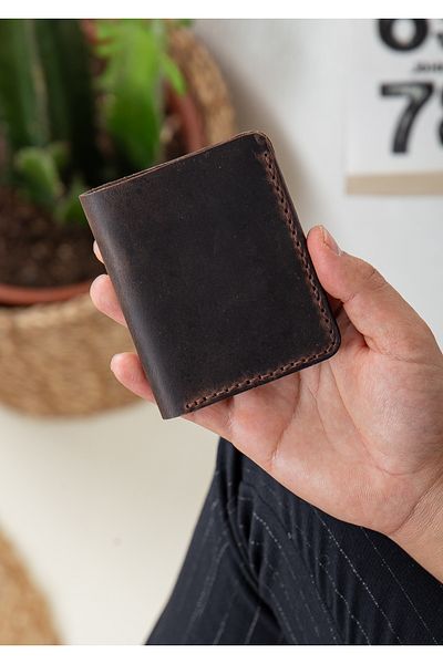Niki Leather Ръчно изработен кафяв портфейл от естествена кожа Carlos, държач за карти