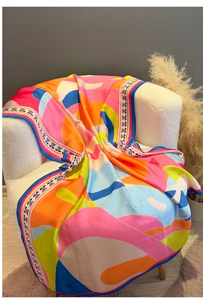QYMOS PRIVE Patterned Multicolored Skirt Pareo - Non-Show Shiny Fabric - 95*145 cm Size