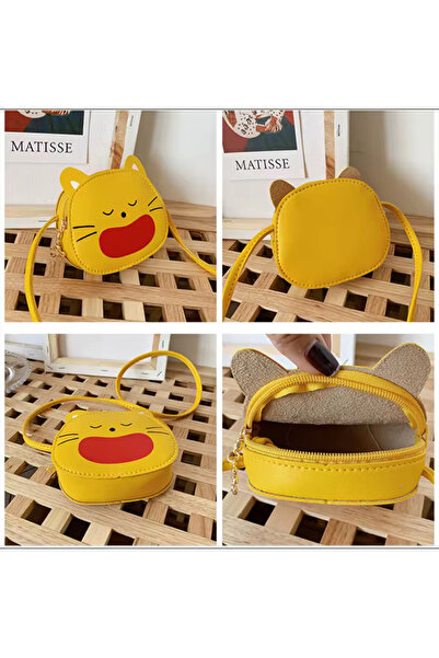 synshop Sevimli Kedi Pati Model Deri Kız Çocuk Bebek Cüzdan Omuz Yan Çanta Ölçüler 12x12cm