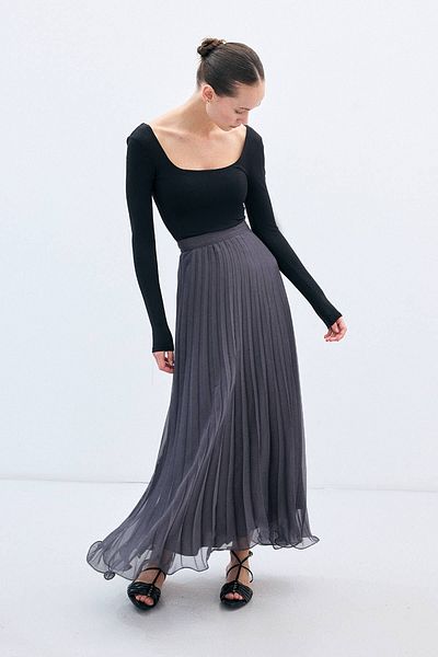 Hooopstore Φούστα Allure Chiffon Pleated Anthracite
