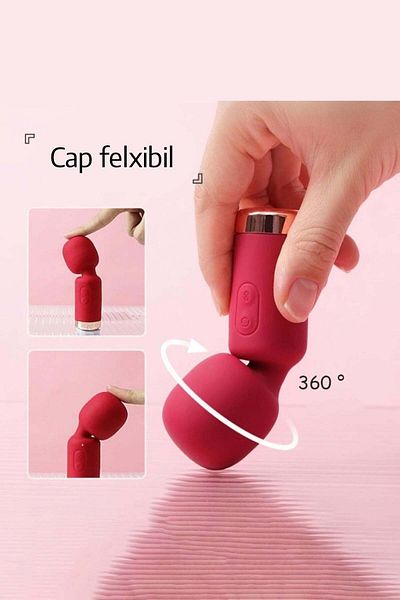 WildFashion Mini wand vibrator for clitoral stimulation, soft silicone, Red, TOY476-3