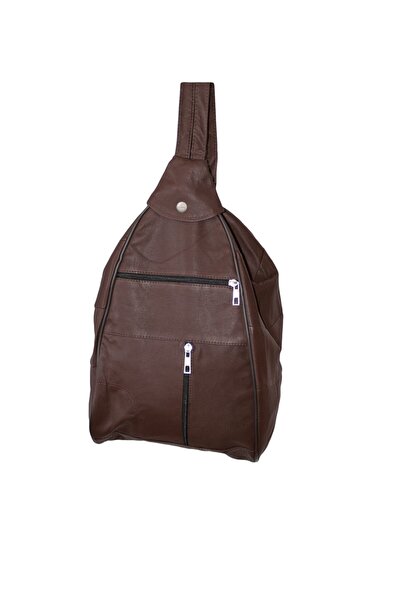 OEM Rucsac dama 2 in 1, Dazoriginal, piele naturala, maro, inchidere cu fermo...