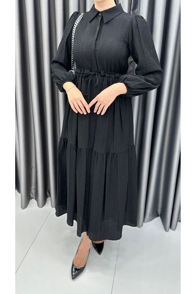 CNG MODA Waist Gathered Dress with Flywheel Detail