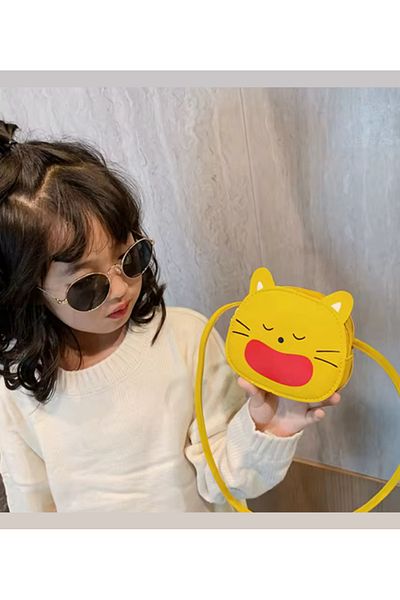 synshop Cute cat paw model leather girl child baby wallet shoulder side bag dimensions 12x12cm