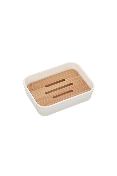 Feridras Soap Dish, Bamboo, White