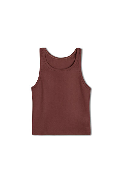 HNX Dark Brown Cotton Thick Straps Crop Women's Undershirt