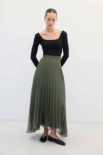 Hooopstore Φούστα Allure Chiffon Pleated Khaki