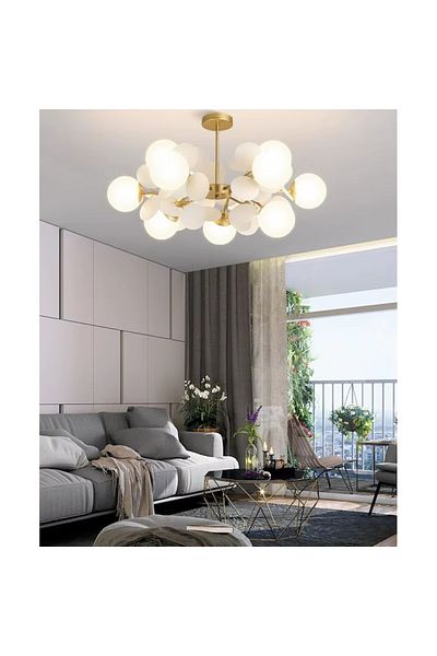 luminastar Candelabru vintage, 10 globuri albe din sticla