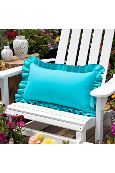 Bc Home Turquoise Country Ruffled Rectangular Throw Pillow Cover Vintage, Nor...