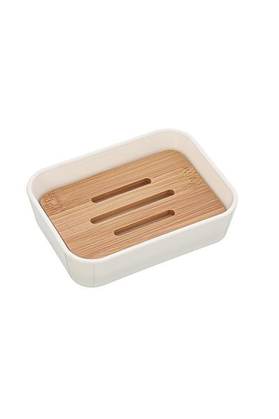 Feridras Soap Dish, Bamboo, White