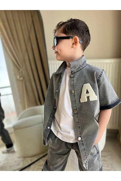 Kids Boy's 3-Piece Denim Shirt Pants T-Shirt Set