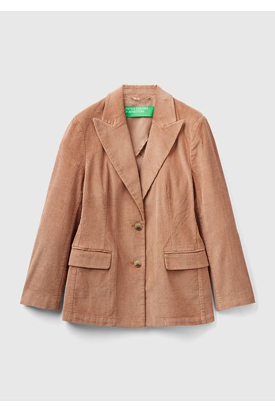 United Colors of Benetton Women's Tan Velvet Jacket