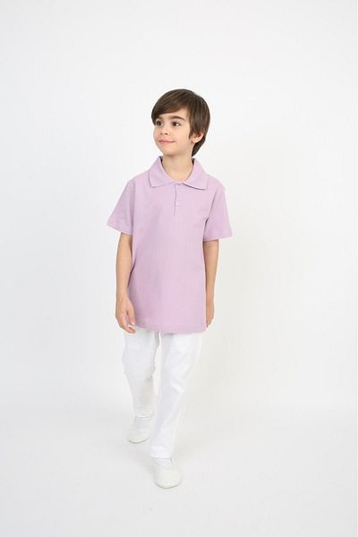 vyloo Boy'S- Short Sleeve Lacoste Polo Neck T-Shirt and White Linen Pants