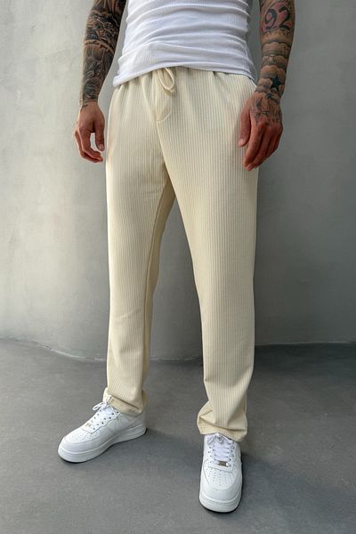 MADZEYMODA Full Lycra Super Stretchy Beige Ανδρικό φαρδύ τσιμούχα Jogger KE-5030