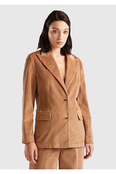 United Colors of Benetton Women's Tan Velvet Jacket