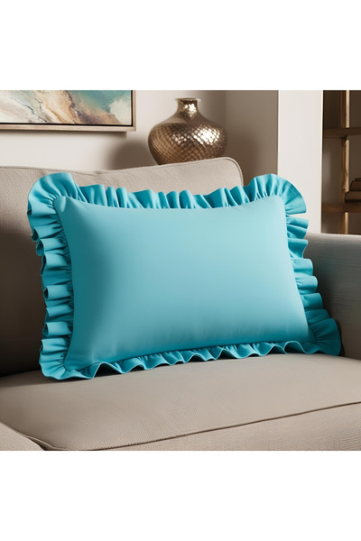 Bc Home غطاء وسادة مستطيل مكشكش باللون الفيروزي، عتيق، إسكندنافي، بوهيمي، رأس السنة
