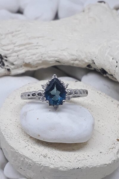 Cem Aykan Kuyumculuk PORTLAND EVLİLİK TEKLİF LONDON BLUE TOPAZ YÜZÜK - AK750