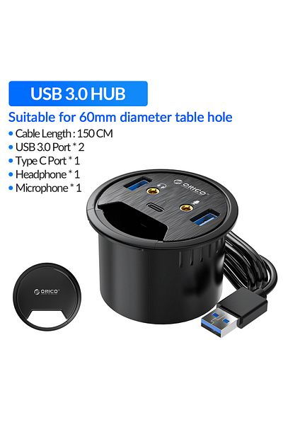 Orico USB 3.0 TYPE C ORICO USB C HUB 3.0 Desk Desktop Grommet With Port Type Reader Mount Adapter Splitter