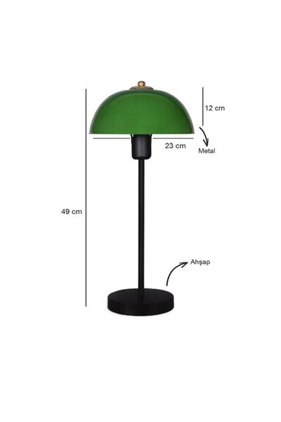 HOMİNG Swiss Yeşil Metal Başlıklı Masa Lambası / Abajur