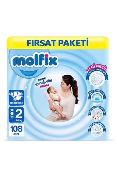 Molfix Baby Diapers Size 2 Mini Opportunity Pack 108 Pieces