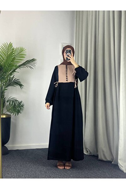 Esre Store 4537 - Βαμβακερό φόρεμα χιτζάμπ μαύρο