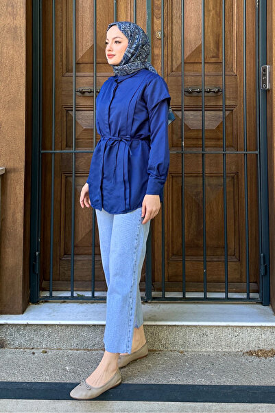 Ovn. Omuz Detaylı İpli Gömlek - Mavi