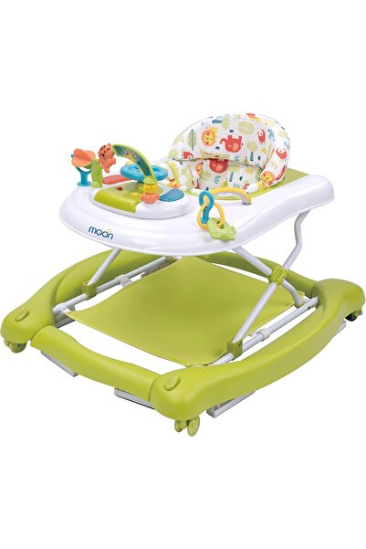 Moon مشاية كروز ٤ في ١، قافزة، هزازة، قابلة للدفع - بتصميم الغابة - أخضر