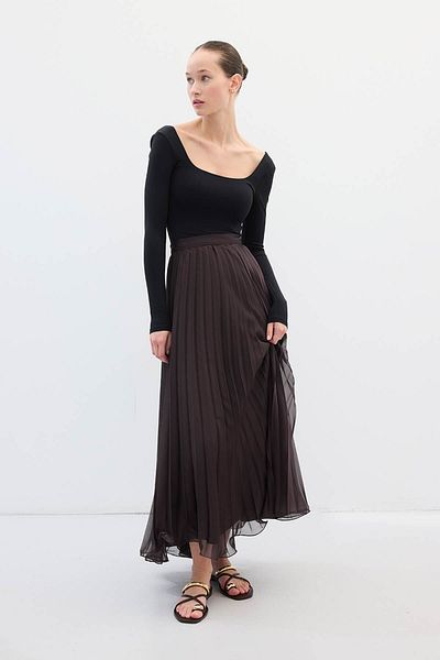 Hooopstore Φούστα Allure Chiffon Πλισέ Καφέ