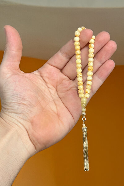 Silmaril Store Gümüş Püsküllü Orijinal Kaya Damla Kehribar Tespih – El İşçili...