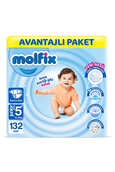 Molfix Baby Diapers Size 5 Jr Plus Advantageous Package 132 Pieces