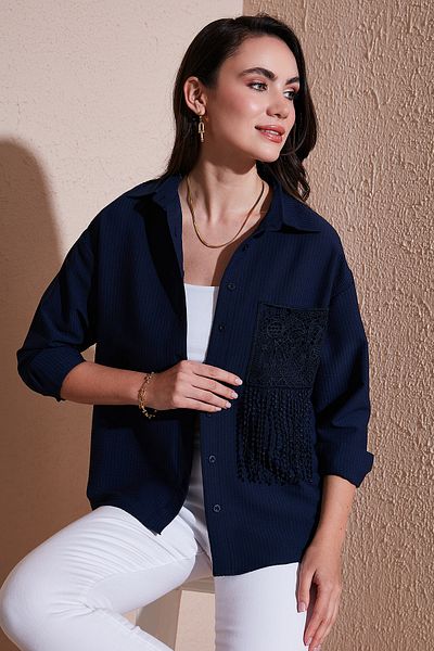 Lela Regular Fit Laced Pocket Detailed Long Sleeve Shirt Shirt 6773215