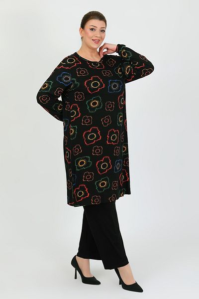 By Alba Collection Women's Multiple Lycra Flower Pattern Large Size Double Set