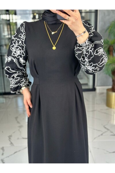 Zümra Tesettür Moda Hanne Elbise-Siyah Siyah Beden 3-48-50