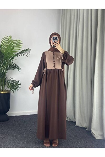 Esre Store 4537 - Rochie musulmană din bumbac, maro