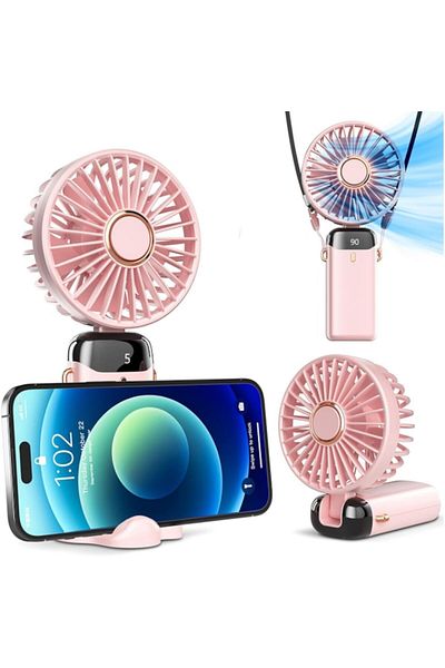 Luoistu Ventilator portabil 4 în 1 pentru birou/mână/gât cu unghiuri reglabile