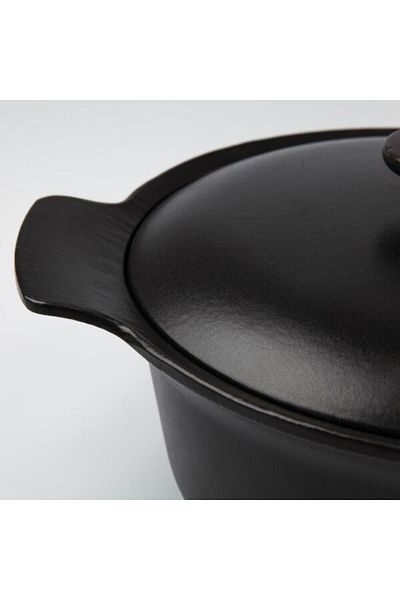 Berghoff Saucepan, 24 cm, 4.2L, lid, Cast Iron, Black
