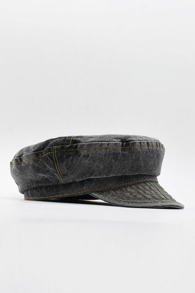Külah Women's Denim Hat Driver Cap Flat Cap Captain's Hat - Black