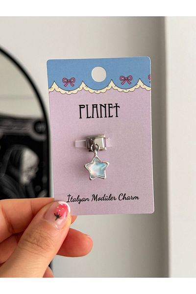 Planet Butik Italian Charm with Hologram Star Hanging Card