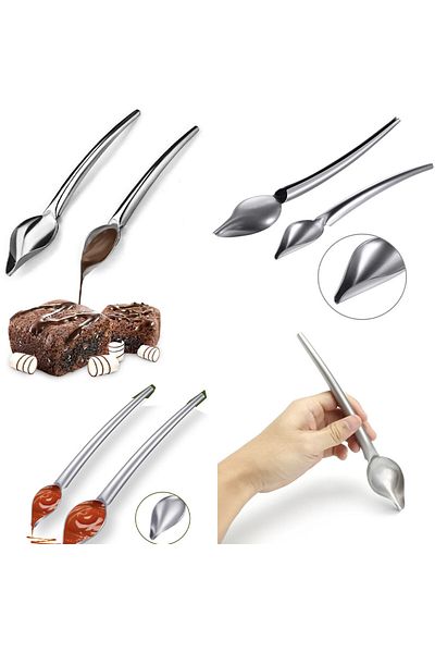 PUFO Decorate Metal Spoon With Dropper For Decorating Cakes, Pastries, 19 Cm