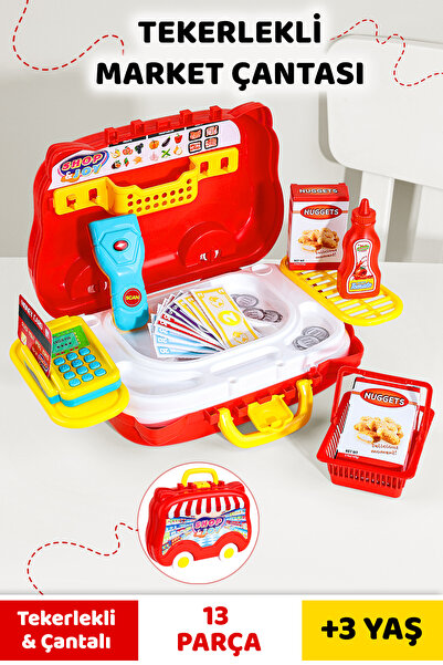 Meleni Toys مجموعة بقالة ألعاب بعجلات مكونة من 13 قطعة - لعبة بقالة للأطفال م...