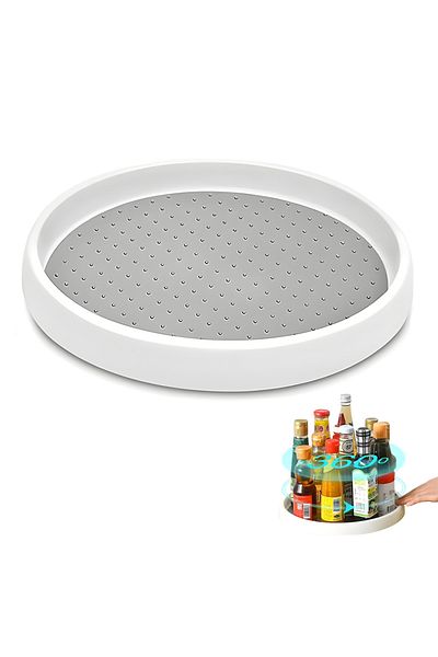 Teno Tava Rotativa pentru Bucatarie Teno®, suprafata anti-alunecare, mese, 25 cm, alb/gri
